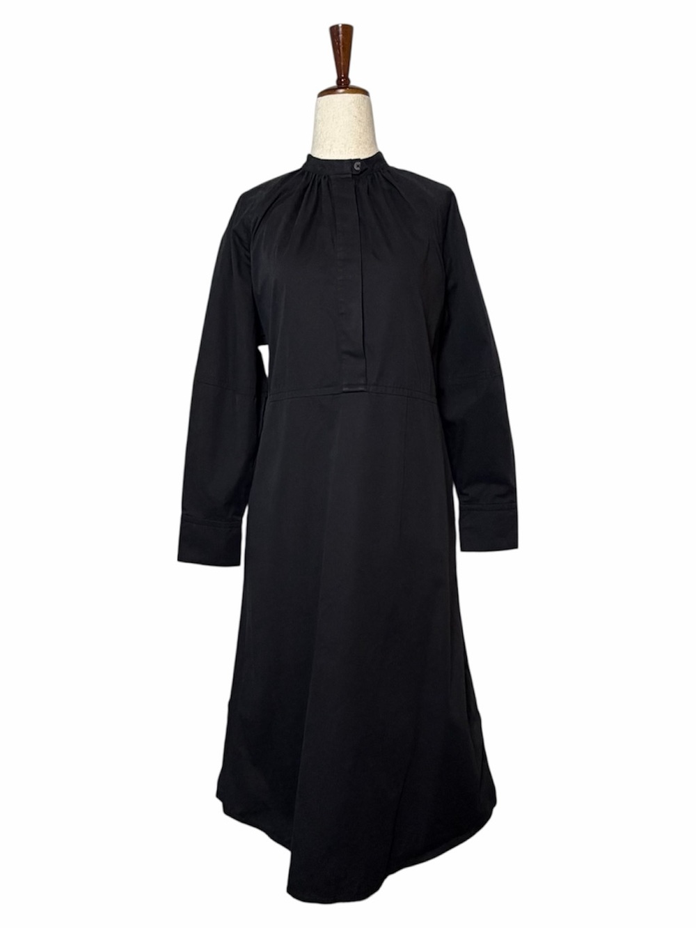 COS Relaxed Fit Gathered Midi Shirt Dress Black 2 Adjustable Button Back